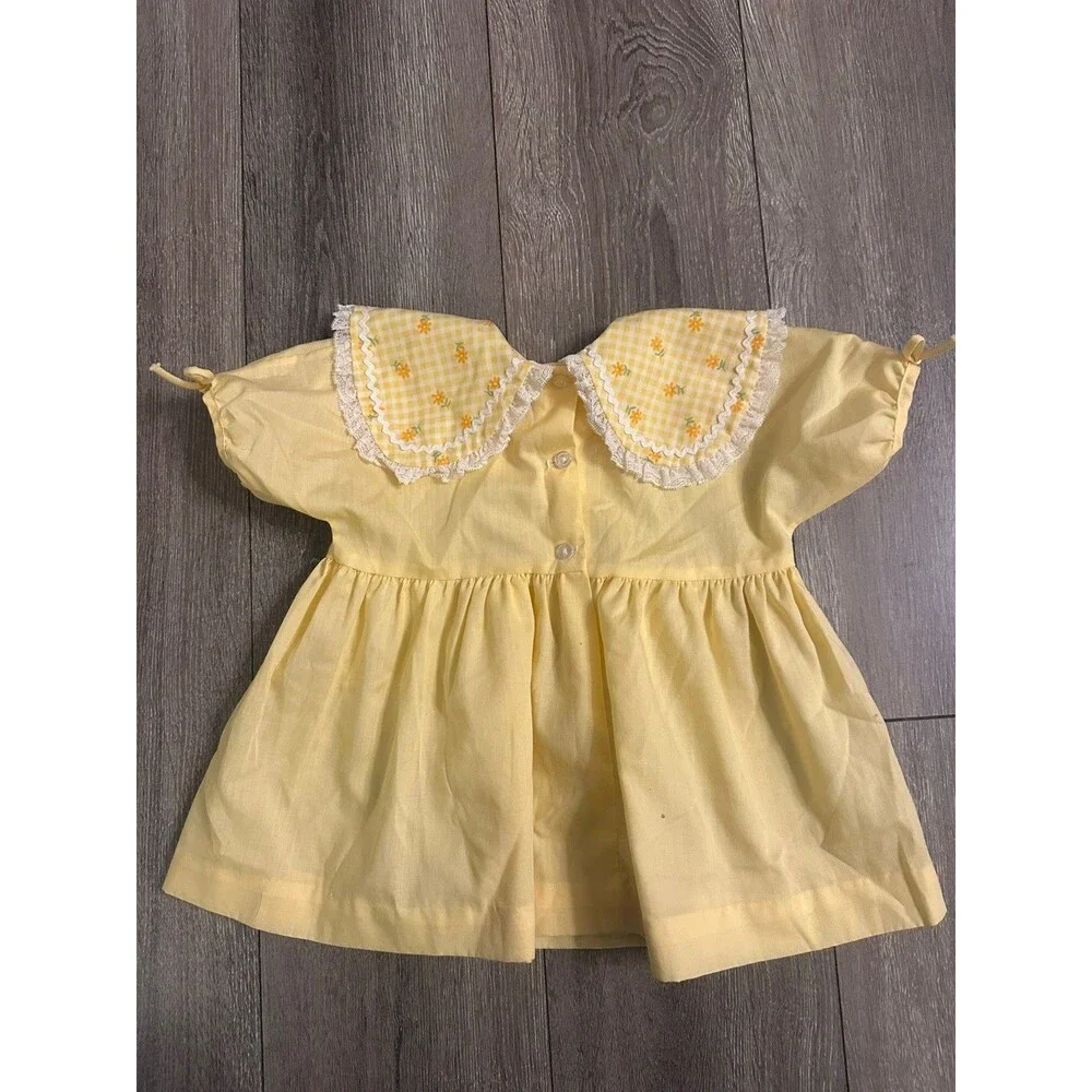 Vintage Mini World Yellow Collared Full Prairie Dress Cottagecore Size 9-12 Mo